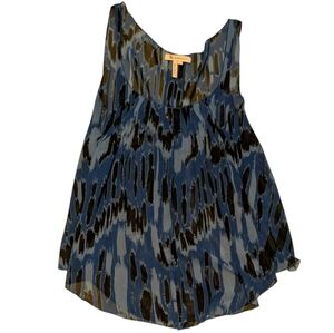 BCBGeneration Blue Abstract Top Print Flowy Lightweight Y2K Dopamine Tank, Large